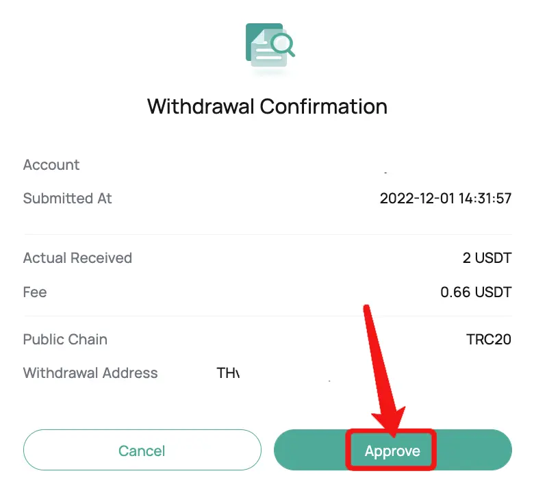Withdrawal Confimation