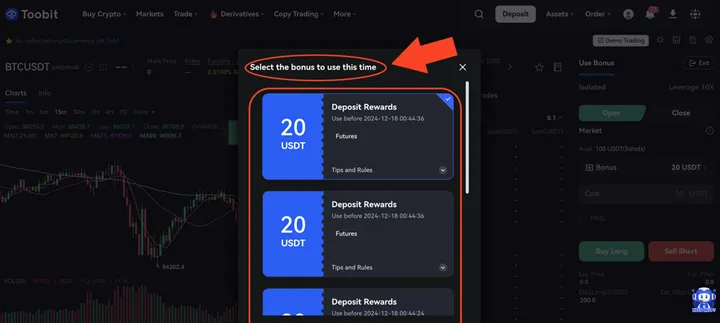 نحوه دریافت بونوس صرافی Toobit