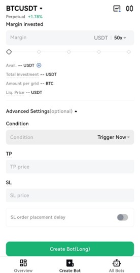 آموزش گرید تریدینگ صرافی Toobit در نسخه موبایل